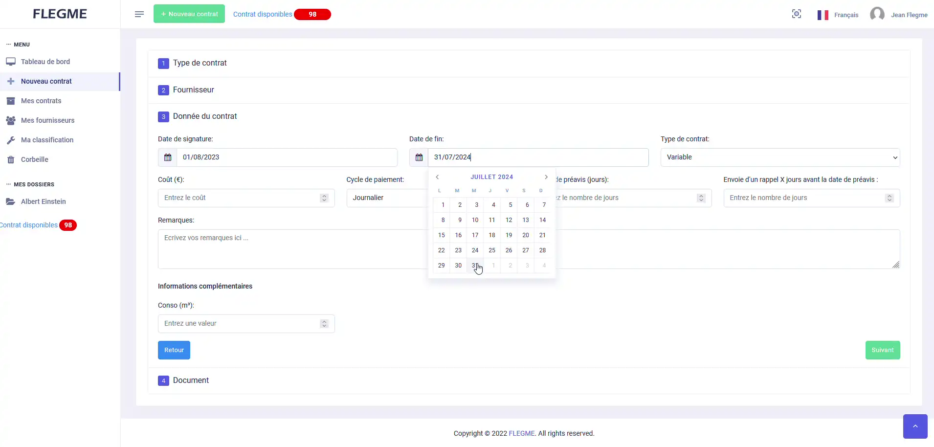 Ajout de données aux contrats